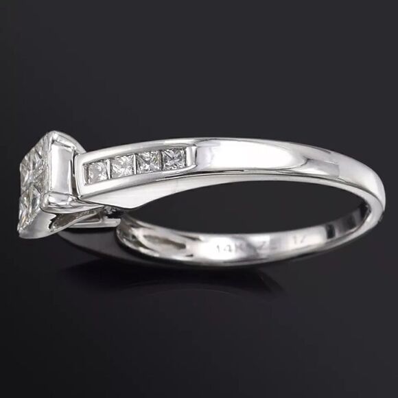 14K WG 1.00 Carat Square Cut Diamond Engagement Ring w/ $3,500 Appraisal - Picture 3 of 11